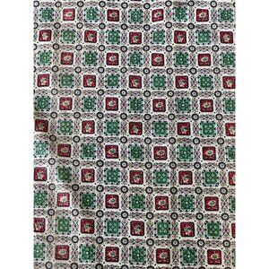 1940s pair of curtains with metal rings flowered squares